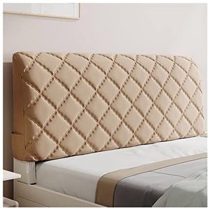 Hoofdbord Hoofdbordhoezen, All-inclusive zachte, gladde hoofdbedekking Raster Fluwelen hoofdeindehoes Effen kleur Bedrugbeschermerhoes(Light Brown,W210 x H70cm K)