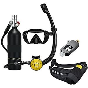 Duiktank Snorkel Onderwater Duiken Rebreather Draagbare Diepe Snorkeluitrusting Draagbare mini-duikflessen ( Color : SKU2 black bottle silver head , Size : Medium )