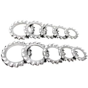 Ringen, vlakke ringen, Borgringen 50 stuks Shakeproof Star Pakking, M2.5 tot M24 304 roestvrij staal buitenvertanding borgring, borgringen(M10)