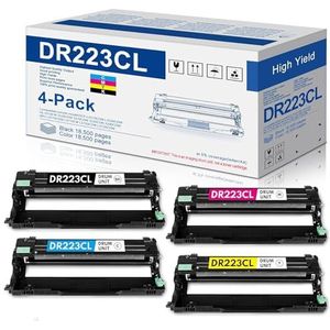 4-Pack DR-223CL Drum Unit Set Vervanging voor Brother DR223CL Drum MFC-l3710CW l3770CDW l3750CDW HL-l3210CDW l3290CDW l3270CDW Printer (1Zwart 1Cyaan 1Magenta 1Geel)