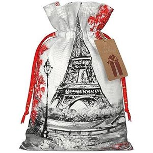 Parijs Print Trekkoord Gift Bag Kerstfeest Nieuwjaarsdag Snoep Bruiloft Valentijn Gunsten