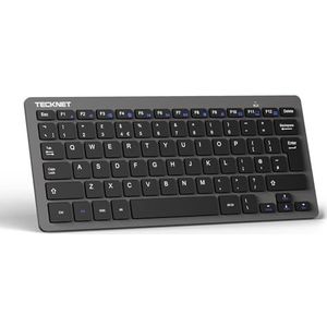TECKNET Draadloos PC-toetsenbord, QWERTY Italiaanse Indeling, Draadloos toetsenbord voor Windows en Android Smart TV, Zeer lange batterijduur, Italiaanse QWERTY-indeling, Grijs