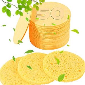 50 stuks gecomprimeerde gezichtssponzen voor schoonheidsspecialisten - 100% natuurlijke cellulose gezichtsspons professionele cosmetische spa-sponzen voor gezichtsreiniging, massage, poriënexfoliatie,