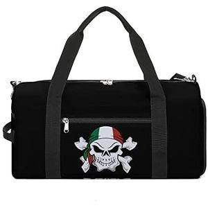 Italië PirateFlag Schedel Reizen Plunjezak Sport Gym Handtas Waterdichte Carryon Gymbag Met Schoenen Compartiment