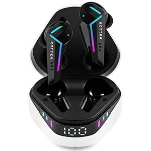 ROTTER® Draadloze Bluetooth mobiele gaming-hoofdtelefoon, extreem lage latentie van 50 ms, Bluetooth 5.3, dual modus, 35 uur speeltijd, IPX4 waterdicht, 6 microfoons (wit)