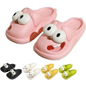 Tongzoen Slippers, Oog Hond Slippers, Anti-slip Cute Funny 3D Voor Vrouwen Man, Oog Hond Leuk Cartoon Pakket Hoofd Slippers Zachte Huis Sandalen Slides (Color : Pink, Size : 8-9)
