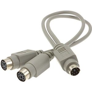 kenable PS2 Splitter 6-pins Mini Din Mannelijke Plug naar 2 x Vrouwelijke Sockets Kabel 30cm