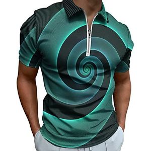 Green Art Vortex Half Zip-up Polo Shirts Voor Mannen Slim Fit Korte Mouw T-shirt Sneldrogende Golf Tops Tees 6XL