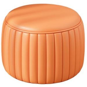 FZDZ ----Kunstlederen kapkruk stoel voor make-upkamer, kruk voor ijdelheid, kleine make-upstoelkruk met doordacht voetbed, voetenbank Ottomaanse voor slaapkamer, woonkamer (kleur: oranje, maat: 32 x
