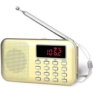 Apore Mini AM FM Radio Media Speaker MP3 muziekspeler met TF-kaart en USB-aansluiting, oplaadbaar met ingebouwde noodzaklamp