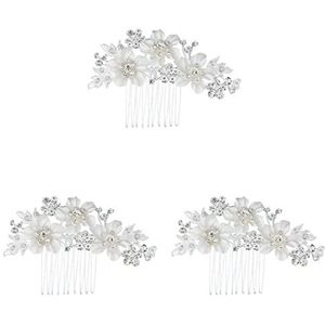 Haarspeldjes 4 stuks Barrette Side Avond Accessoire Bruiloft Accessoires Vrouwen Bruiden Kristal Bruid Haar en voor Kammen Zilveren Clips Vrouw Strass Styling Kam Tiara Vrouw (Kleur: Silverx3 stuks, Maat: