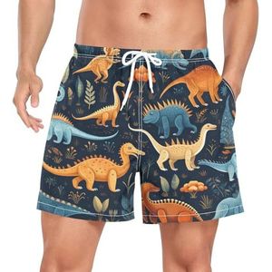 Niigeu Vintage Jungle Baby Dinosaur mannen zwembroek shorts sneldrogend met zakken, Leuke mode, M