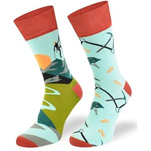 Autosiatki Kleurrijke Interessante Sokken - Grappige Eigenaardige Sokken - Gekke Rare Sokken - Rare Sokken voor Volwassenen - Katoen - voor Vrouwen Mannen - Klimmen, bergen - 39-42