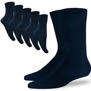 SGS Bamboe sokken voor dames en heren, 5/10 stuks, hoogwaardige, ademende klassieke kousen voor winter en zomer, tegen zweet, 5 paar donkerblauw, 39-42 EU