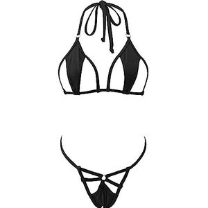 SHERRYLO Uitgesneden Micro Bikini Mini Badpak Dames Badmode, 1690-zwart, One size