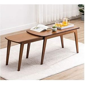 Tuinbijzettafel Koffietafel Nordic Creatieve Intrekbare Salontafel Praktische Alle Bamboe Bijzettafel Verstelbare Thee Tafel Woonkamer Sofa End Table Salontafel (Color : Tea Color)