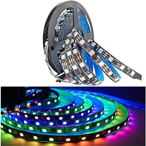 Tesfish 12V WS2811 LED strip licht, RGB pixel Ledstrip 5m 300 LEDs IP30 flexibele zwarte PCB full colour individueel adresseerbare intelligente lichtstrip externe 1 IC-besturing 3 LED's