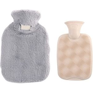 DieffematicRSD Warmwaterkruik Warmwaterkruik Zak Herbruikbare Winter Warme Warmte Handwarmer Stress Pijnbestrijding Therapie met Pluche Hoes (Color : Light Grey 2000ml)