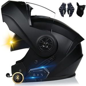 Motorhelm Systeemhelm Met Bluetooth Modulaire Dubbele Integraalhelm Unisex Helm Zonneklep, Installatievrij Geïntegreerd Communicatiesysteem, DOT/ECE Gecertificeerde Helm G,M=57-58CM