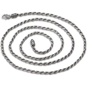 RZRPYFMM Mannen En Vrouwen S925 Sterling Zilveren Twine Roddel Ketting, Modieuze Zilveren Ketting,Zilver,50cm