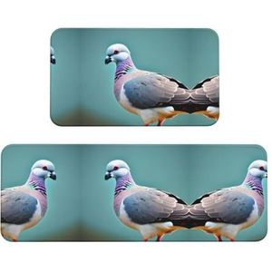 Cartoon Duif 4 Kerst Woonkamer Mat Keuken Mat Antislip Gemakkelijk Schoon Dikke Keuken Vloermatten, Voor Keuken, Sink