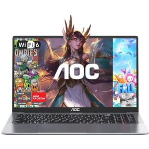 AOC Laptop Ryzen 7 5700U 8 cores (tot 4,3 GHz), 16 GB RAM, M.2 SSD 512 GB, uitbreidingen 2 TB, toetsenbord met achtergrondverlichting, Radeon RX Vega 8, HDMI, WiFi 6, metalen behuizing, Ryzen laptop