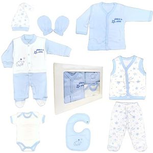 Blue Eyes Pasgeboren baby cadeauset 100% natuurlijk katoen originele uitrusting jongens kleding cadeauset babyuitrusting voor baby's 0-4 maanden 8-delig (ster blauw)