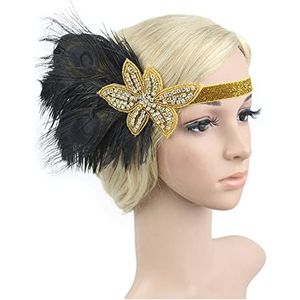Veer Hoofdband 20s Feather Headband Gatsby-accessoires 1920s Flapper Headpiece Carnaval Veer Hoofdband (Size : 19)