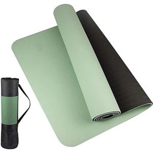 Yoga Mat Yogamat dikke tweekleurige, antislip TPE yogamat, hoogwaardige sport en fitness for thuisfitness geurloze fitnessmat (Color : Green Black, Size : 180cm57cm0.6cm)