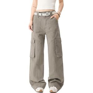 Khaki,L,Heren Cargo Broek Wijde Pijpen Casual Katoenen Joggingbroek Meerdere Zakken Outdoor Hiken Werk Joggingbroek