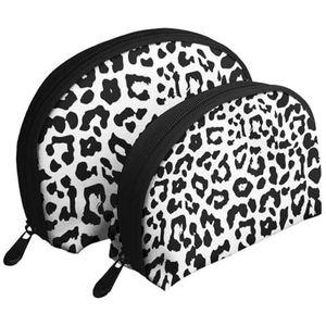 Make-uptas, cosmetische reistas, 2 stuks, draagbare clutch pouch-set, organizer met luipaardprint, dieren, kunst, zoals afgebeeld, Eén maat