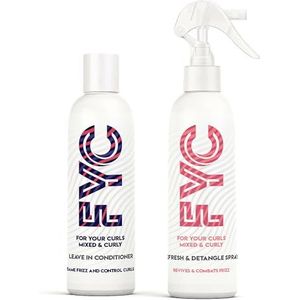 FYC For Your Curls Leave-in conditioner en Refresh & Detangle Spray voor krullend haar, voorkomt pluis en definieert krullen met sheaboter en aloë vera - 2x 250 ml