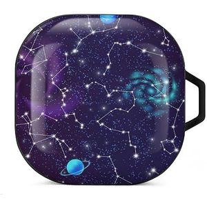Ruimte Zodiac Constellations Galaxies Planeten Oortelefoon Hoesje Compatibel met Galaxy Buds/Buds Pro Schokbestendig Hoofdtelefoon Case Cover Zwart-Stijl