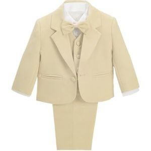 Lito Angels Baby Jongen Formele Jurk Pak 5 Stuks Set Smoking Kaki, Maat 86 (Leeftijd 12-18 Maanden) (Markeringsnummer 1)