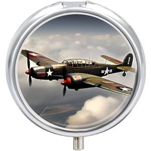 Wereldoorlog 2 Vliegtuigen Vliegtuig Pillendoos Waterdichte Draagbare Geneeskunde Pil Case Vochtbestendige Metalen Reizen Pillendoos met 3 Compartimenten Medicijnkoffer