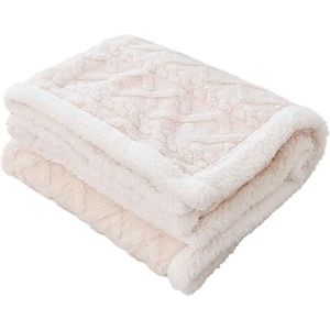 130X160cm Dikke Beddeken Winter Dubbele Dikke Lamswollen Deken Zwaargewicht Decoratieve Beddeken Bedsprei Op Bed(Beige)