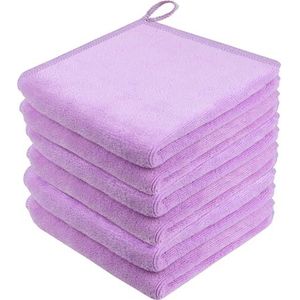 Microvezel make-up remover doek gum ultrazacht gezichtsreinigingsdoek washandjes gezicht herbruikbaar en hypoallergeen 30cmx30cm 6 pack lichtpaars