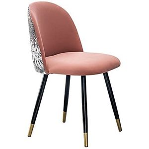 GEIRONV 1 stks Modern Design Zachte fluwelen eetkamerstoel, for woonkamer slaapkamer Keukenstoel met make-upstoel van de rugleuning Eetstoelen (Color : Pink)