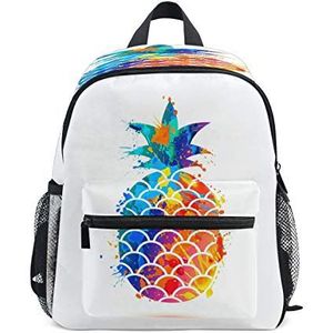 RXYY Kids Rugzakken Zomer Ananas Kunst Schilderen Schouder Reizen Peuter Peuter Schooltas Casual Rugzak met Borstband voor Meisjes Jongens