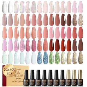 ROSALIND Uv-nagellakset, 35 + 3 stuks gelnagellak, nagellak, wit, naakt, transparant, jelly, glitter, kleurgel, gelnagels voor nagelstudio, design, starterset, manicure, cadeauset
