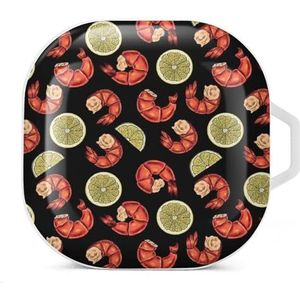 Garnalen en citroen plakjes oordopjes hoesje compatibel met Samsung hard shell beschermhoes wit stijl