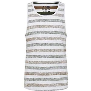 Solid Mende Tanktop voor heren, zonder mouwen, ronde hals en strepen, Kaneel (5056), XL