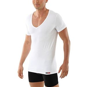 ALBERT KREUZ Heren deep V-hals onderhemd met korte mouwens stretch katoen wit S