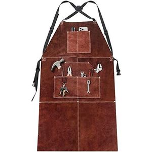 Yorbay - Leren Lasschort - Hittebestendig - Vlamvertragend - Bruin - 105 x 60 cm
