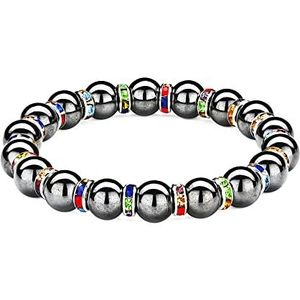 Magnetische armband voor mannen en vrouwen, hematiet-armband, 8/10 mm, verbetert de slaap, verlicht gewrichtspijn, elimineert statische elektriciteit (kleurencirkel, 8 mm, 7,45 inch)