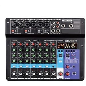 geluidsconsole, 6-kanaals professionele draagbare mixer, geluidsmengpaneel, computeringang, 48V-voeding, live-uitzending, A6-audiokwaliteit