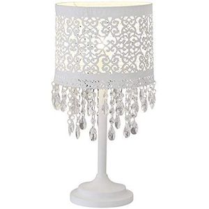 Grafelstein Tafellamp Marrakech Oosterse vloerlamp, decoratieve tafellamp met kristallen, metaal, 1b product, E14, bedraad, wit