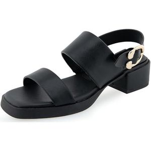 Aerosoles Dames sandaal met duif hak, Zwart Pu, 36 EU