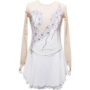 Wit,11/13,PONNYC Kunstschaats Wedstrijdjurk Voor Meisjes Schaats Kleding Met Lange Mouwen Ritmische Gymnastiekpakjes Met Kristallen Handgemaakte Gymnastiek Kleding Voor Teamsporten