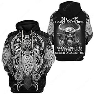 Viking 3D Odin Tattoos Printed Rune Sweatshirt, Harajuku Hooded Pullover Raven Casual Jacket